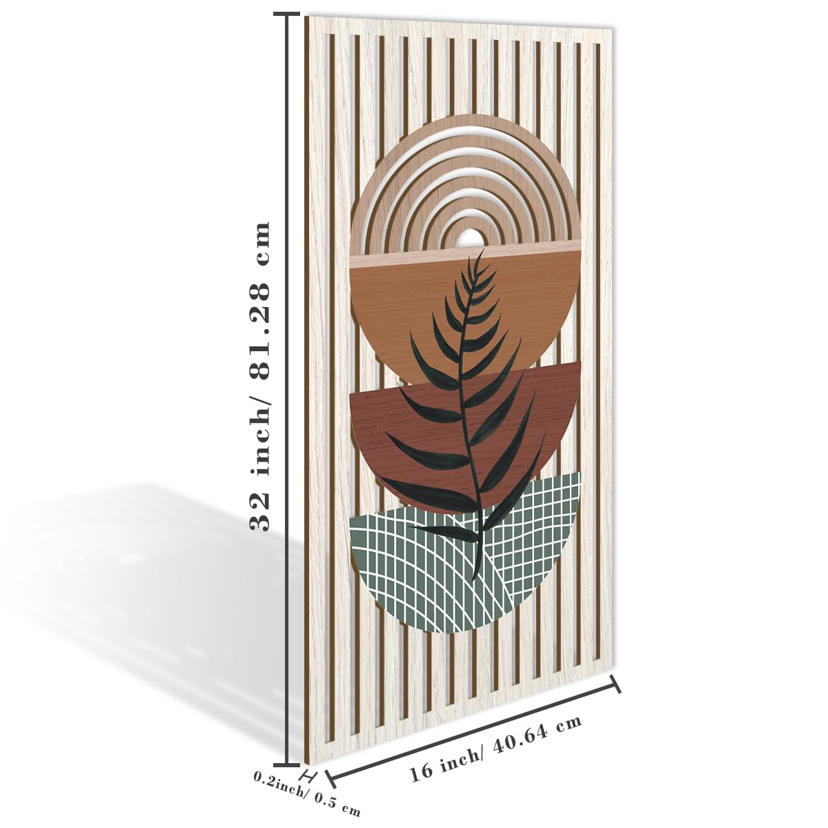 IARTTOP Large Boho Wood Wall Art 16x32 Inch Mid Century Modern Bohemian Wooden Wall Decor Brown Minimalist Geometric Plant Decor for Bedroom Living Room Dining room Set of 3