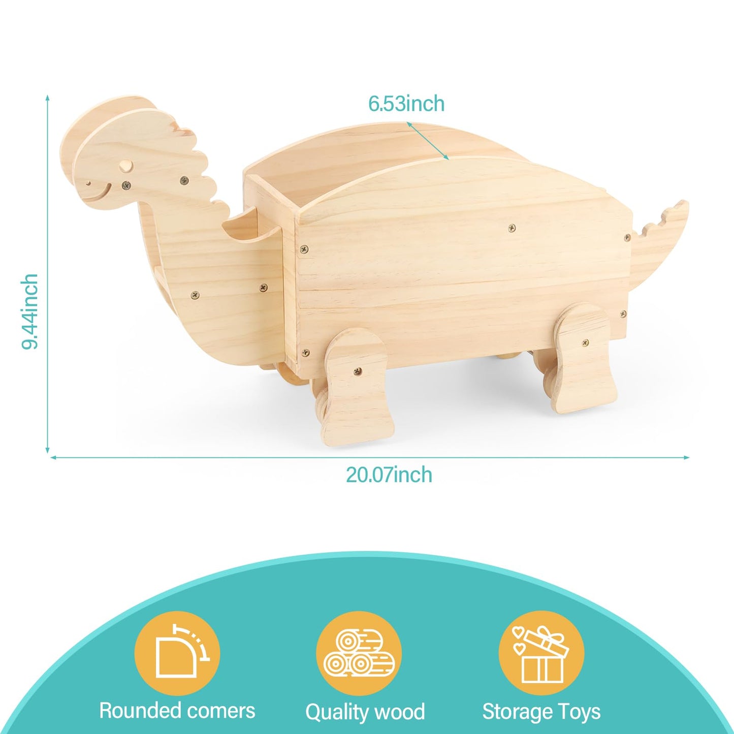 RZYLKA Dinosaur for Toniebox Organizer Shelf Storage – Magnetic Wooden for Tonies Shelf & Tonies Figures Display Rack, Slideable Dinosaur Car Design Compatible with Toniebox 1/2