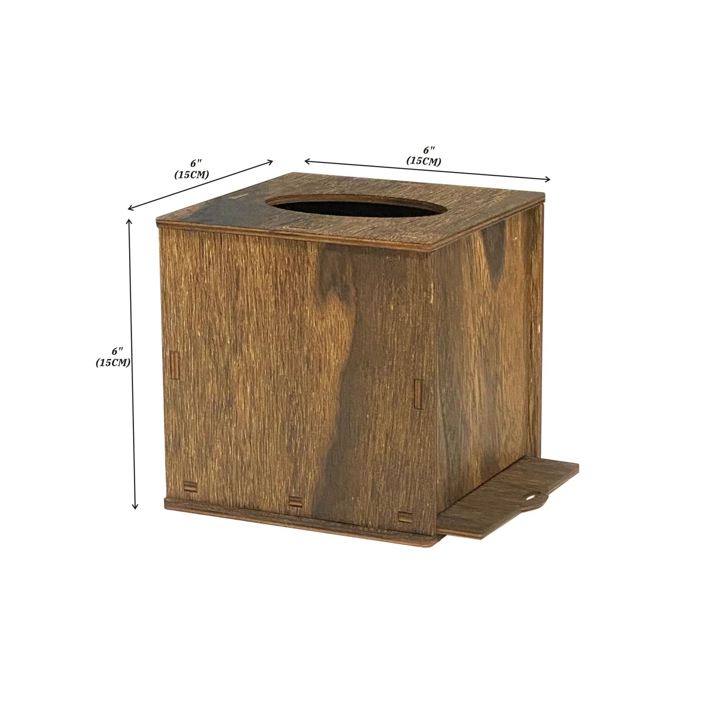 6 Pack Square Tissue Box Cover (6 x 6 x 6 inches) Rustic Wood Tissue Box Holder with Slidingout Bottom Wooden Tissue Box Cover Cube for Tabletop Stands Bathroom Bedroom Dinner Table