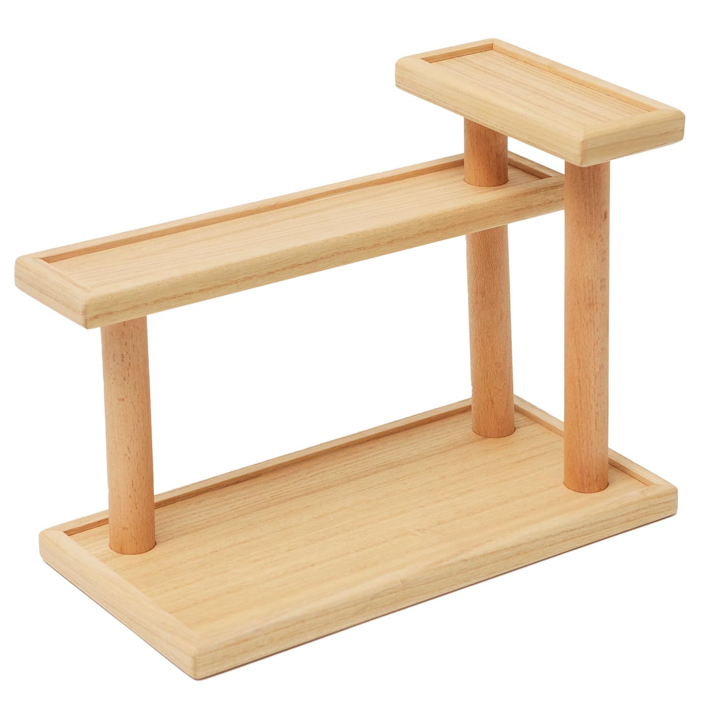 KIRIGEN 3-Tier Decor Display Riser, Paulownia Wood Step Shelf with Beech Supports, Wooden Countertop Stand Organizer for Entryway, Bedroom, Vanity for Perfumes, Cosmetics, Jewellery, Keys ZWJ-NA