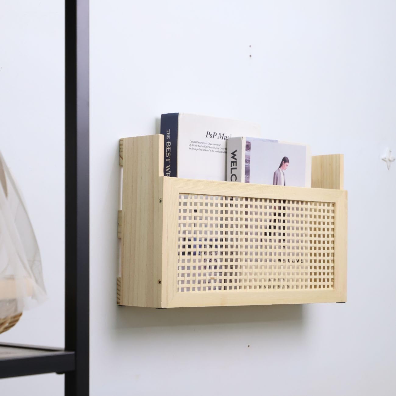 YRLSOTGE Wooden Magazine Rack Wall-Mounted DIY Home Decor Magazine Holder Mail Sorter for Office Entryway Kids’ room and Living Room.