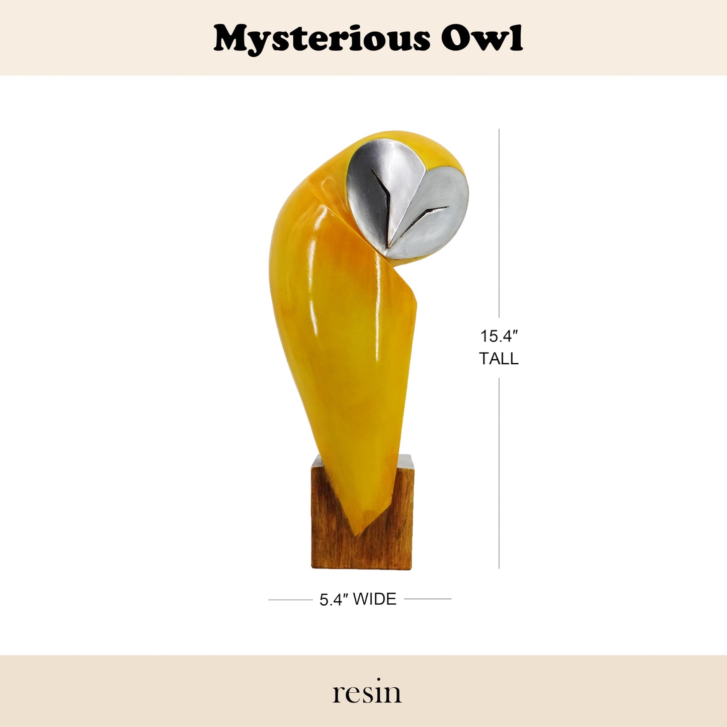 YHHRESINHOME 15 Inch Owl Statue, Resin Bookshelf Decor Figurine