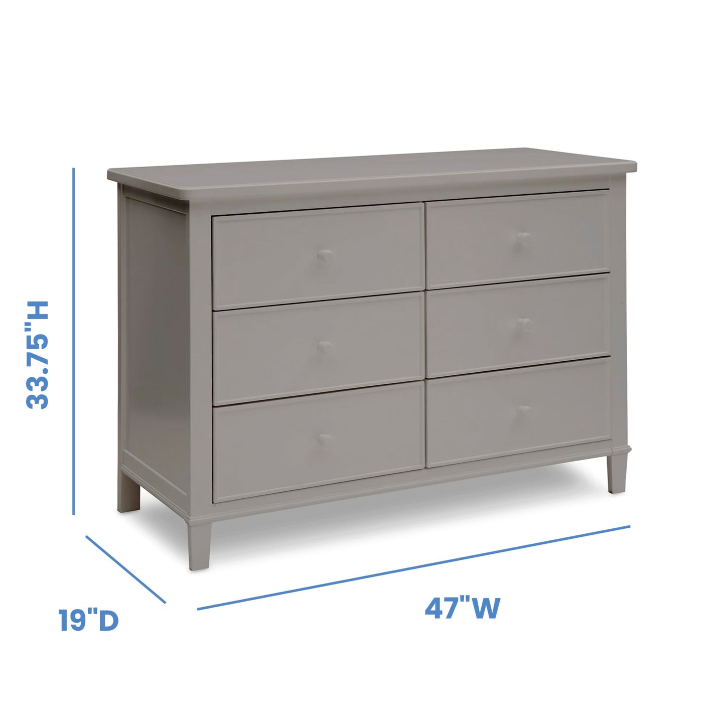 Delta Children Haven 6 Drawer Dresser with Interlocking Drawers - Greenguard Gold Certified, Grey