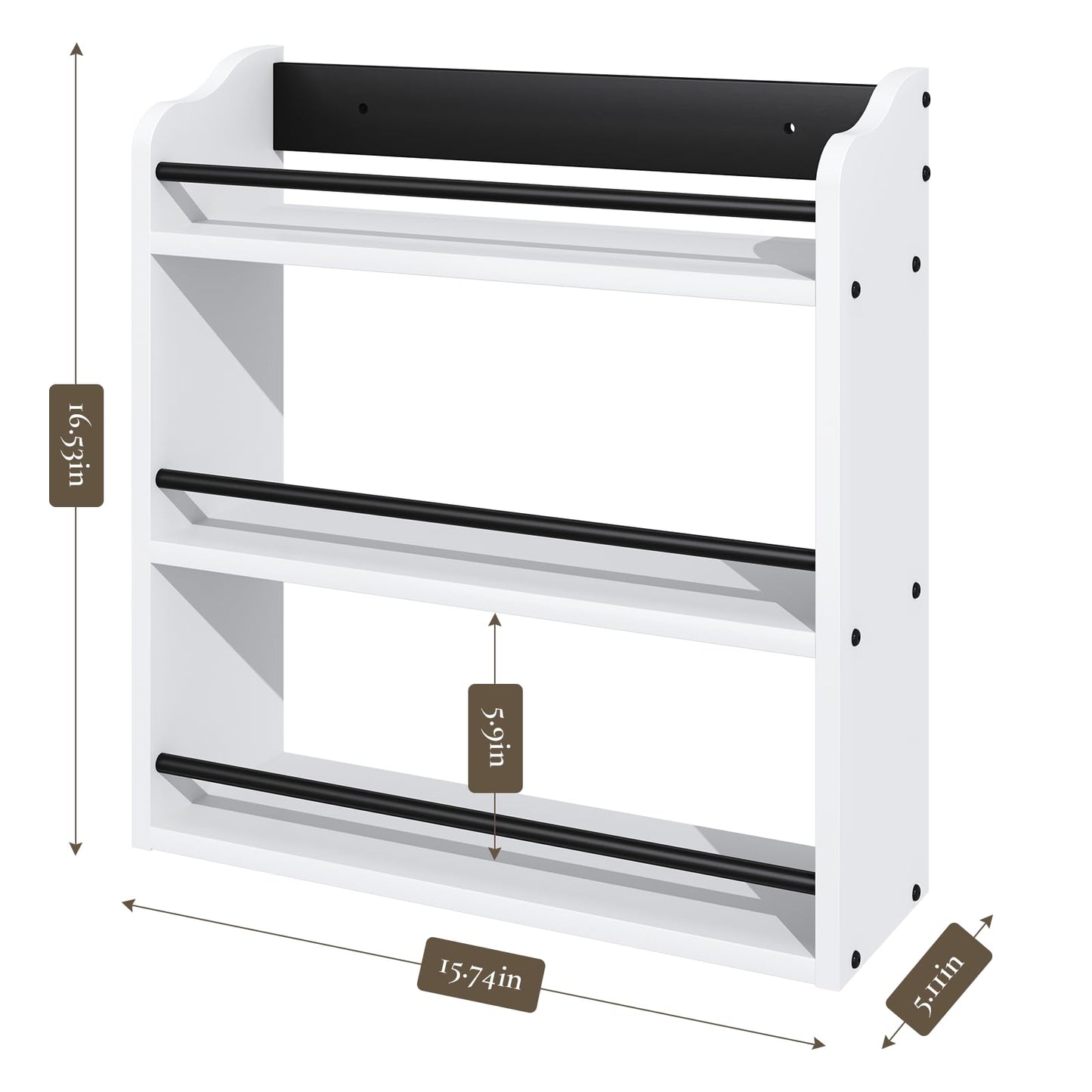 BCOZLUX 3 Tier Wooden Spice Rack, Seasoning Jars Rack Shelf Spice Organizer for Countertop or Wall Mount, Vertical Spice Holder for Kitchen Counter, Cabinet, Pantry, White