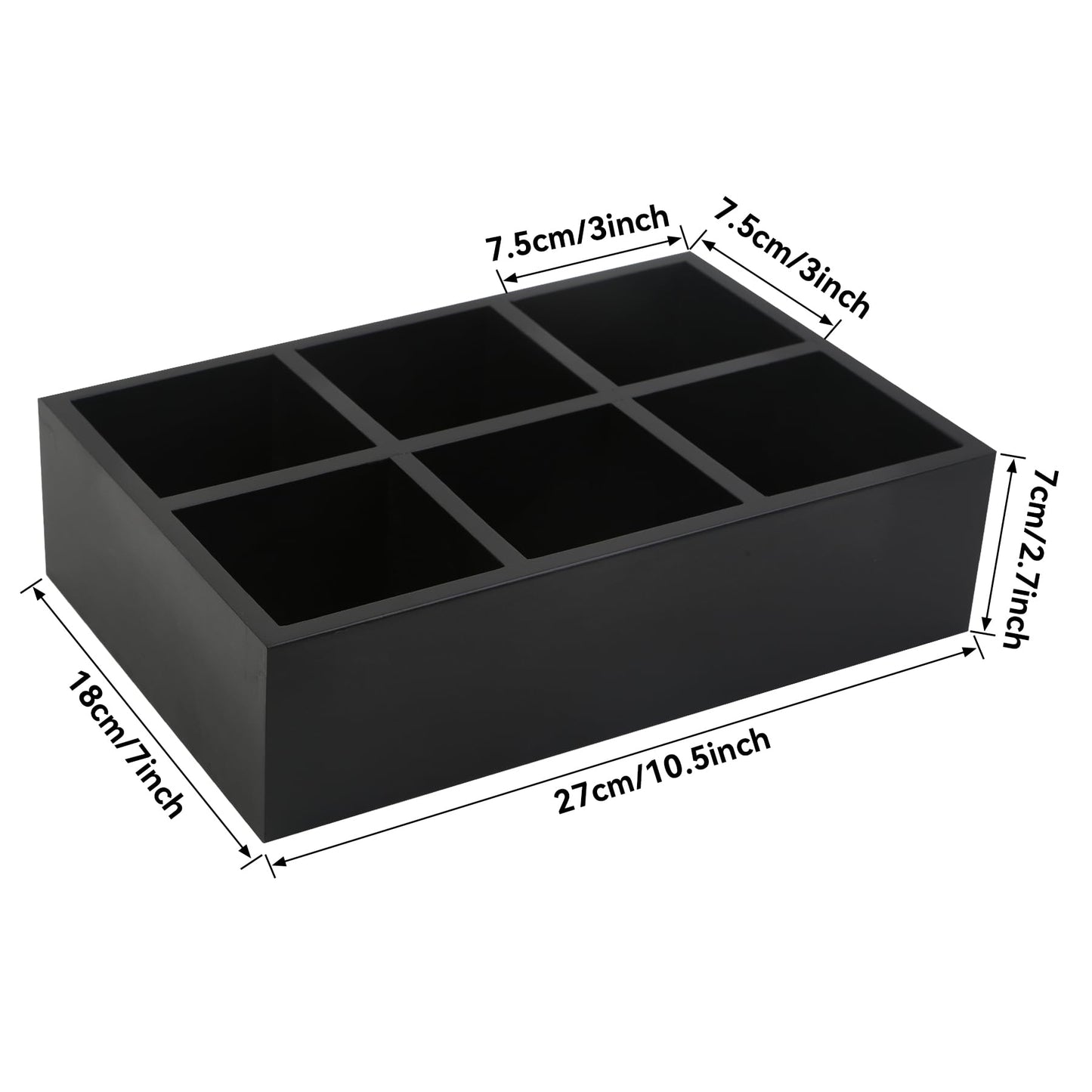 Tea Bag Box Black 6 Compartments Tea Organizer Storage Wood Drawer Station