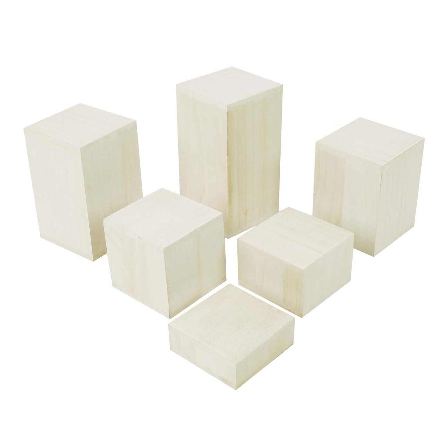 Mooca Wooden 6 Pcs Square Risers for Display Jewelry and Accessories Display Stand (Wash White)