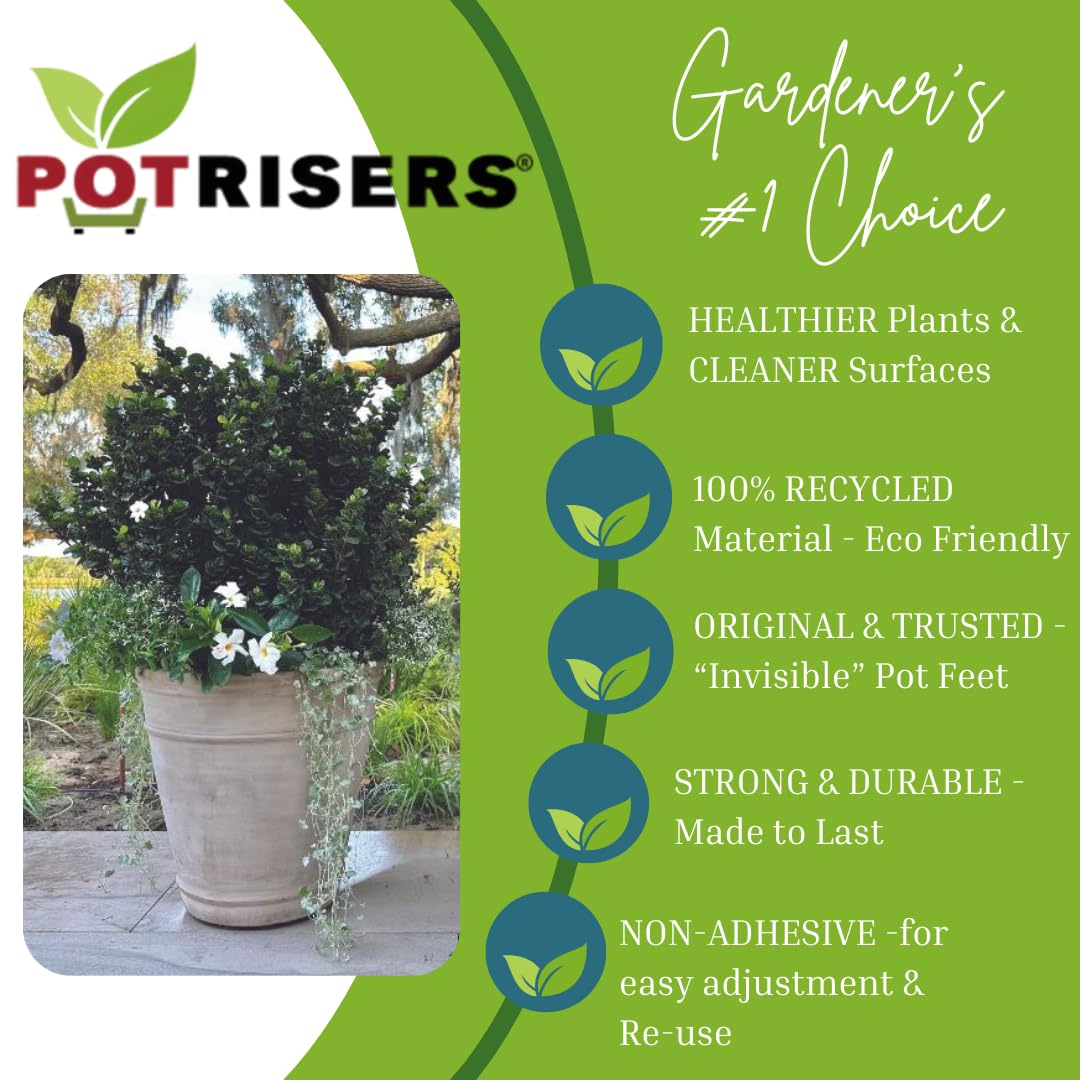 POTRISERS 80 Pack Standard 1" Wide x 1/2" Tall Super Value Pack | Invisible Pot Feet & Plant Risers | Drainage & Airflow for Planters, Pots, Garden Decor | Patios, Decks, Gardens