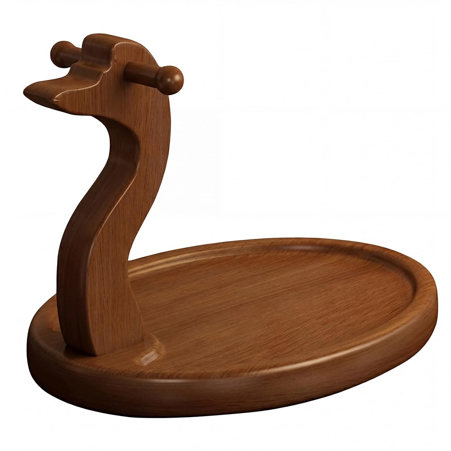 HonorHut Solid Wood Key Stand Entryway Key Holder with 2 Hooks Decorative Jewelry Wooden Dish Keys Bowl for Hallway Living Room Bedroom Swan, Circle