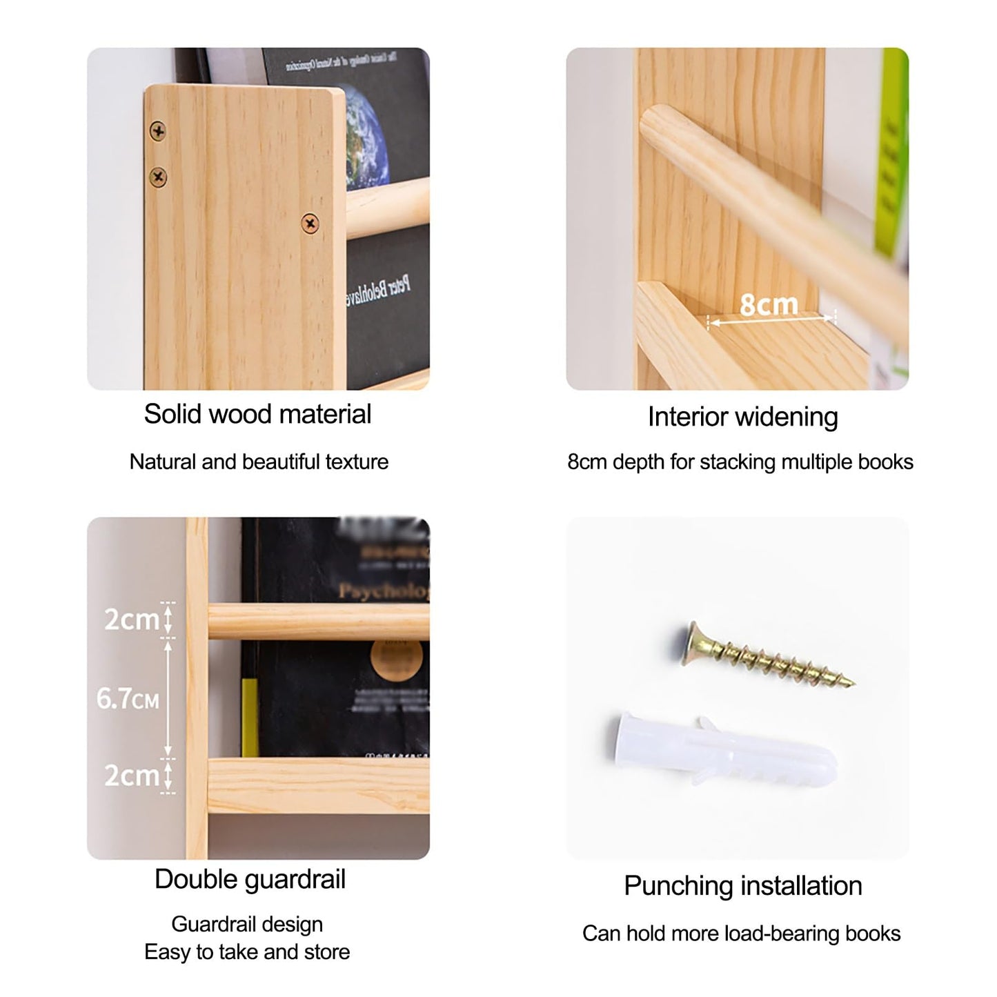 Hanging Bookshelf Magazine Rack - Wooden Magazine Holder with 3 Pockets, Folder Organizer Bin for Magazines, Books, and Newspapers - Literature Storage Solution