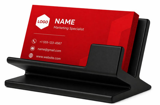 Business Card Holder for Desk – Modern Black Card Display, Stylish Office Desk Accessory for Men & Women