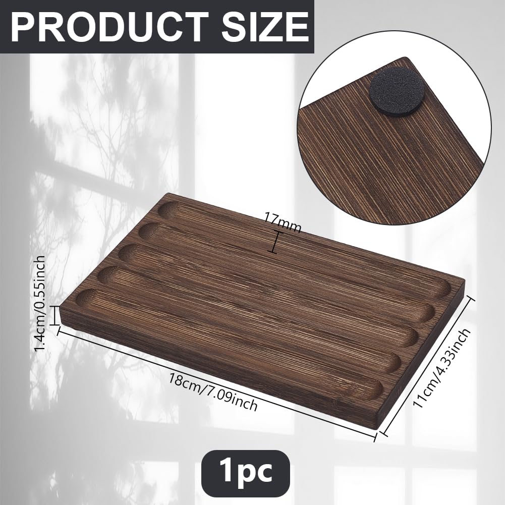 NBEADS 5-Slot Wood Pen Holder, Wood Desk Pen Stand Pen Tray Office Accessory for School,Home,Office Desktop Art Accessories, 4.33x7.09x0.55 Inch