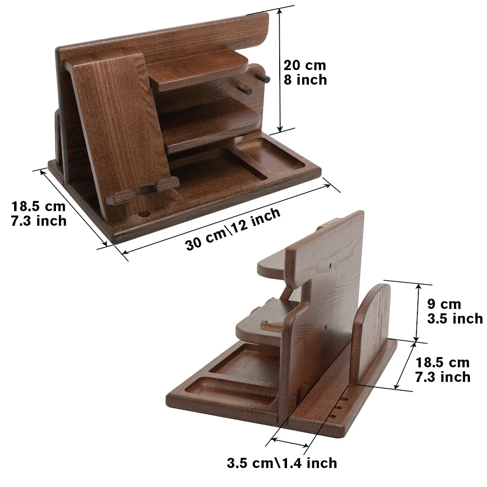 Gifts for Men Christmas, Wood Phone Docking Station, Mens Gifts for Birthday or Gifts for Dad Fathers Day, Desk Workspace Organizer Nightstand Organizer Key for Wallet & Watch Holder Husband Christmas