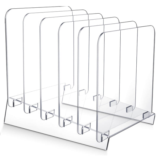 File Organizer for Desks Acrylic Vertical File Holder for Desk 5 Sections Desk Top Clear Workspace Sorters Folder Organizer Rack Stand for Letter Document Notebook Binder Office School Home
