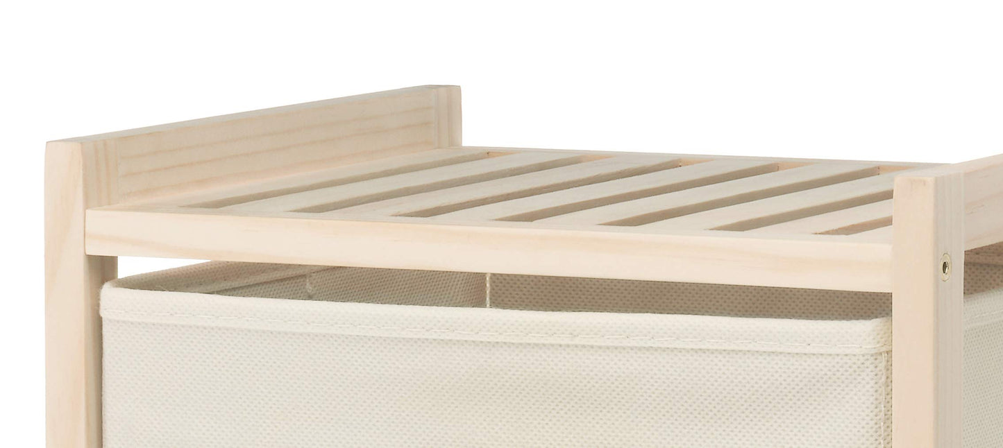 Whitmor 3 Drawer Wood Chest Organizer, Natural Pine Storage with Pull Out Fabric Bins, Easy Assembly, Compact Design for Bedroom Closet Nursery, 11.0"L x 10.0"W x 25.5"H
