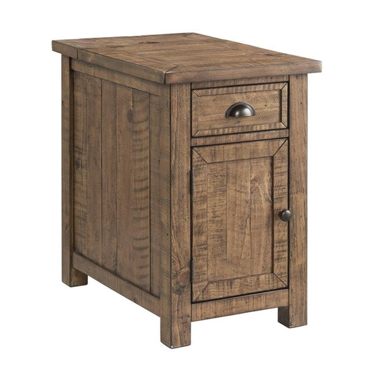 Martin Svensson Home Monterey Chairside Table - Natural - Coastal Multi-Use Table with Charging Station and Drawer for Bedroom or Living Room