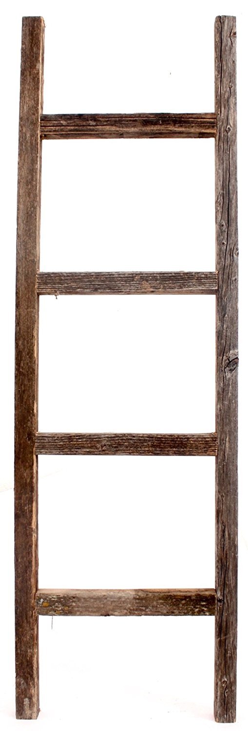 BarnwoodUSA Rustic Farmhouse Decorative Ladder - Our 47 inch Ladder can be Mounted Horizontally or Vertically and is Crafted from Upcycled Wood | No Assembly Required | Weathered Gray