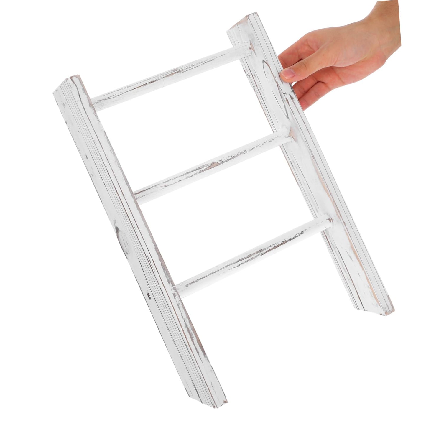 Healifty Mini Ladder Towel Rack Farmhouse Bathroom Wall Decor Chic Rustic Bathroom Towel Holder
