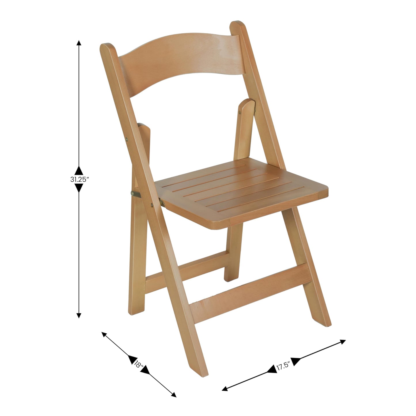 Flash Furniture Holden Commercial Solid Wood Dining Chair, Foldable Design, Solid Beechwood Frame, Curved Back, Mortise and Tenon Construction, Oak