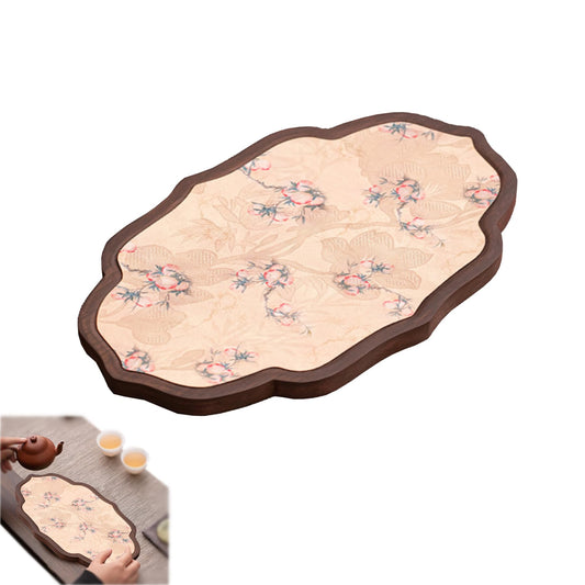 GCFTIFF Walnut Wood Serving Tray, Tea Tray,Kungfu Tea Table Placemat,Oval Wooden Plates Decorative Farmhouse Platter for Tea Table,Coffee Table, Ottoman, for Kitchen Counter Home,Living Room,Party
