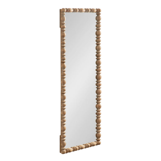 Kate and Laurel Prindle Turned Wood Beaded Rectangle Full Body Mirror, 18 x 50, Hazelnut, Vintage Coastal Rectangular Panel Wall Mirror for Bedroom Standing Mirror or Entryway Full Length Mirror
