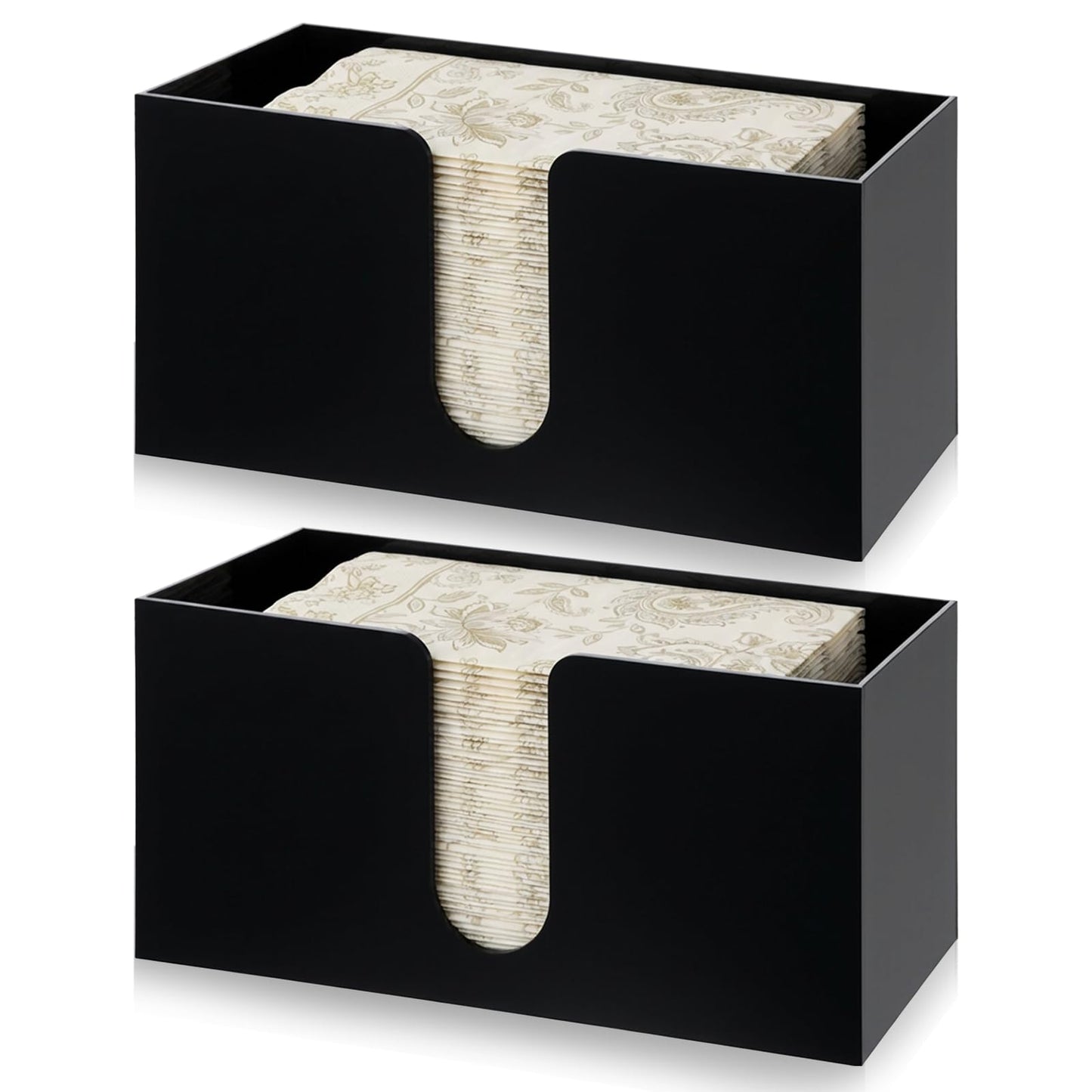 IMengjbang 2 Pack Paper Towel Holder Countertop, Black Napkin Holder for Kitchen Countertop Multifold Z-fold C-fold Trifold Paper Hand Towel Dispenser for Bathroom Toilet