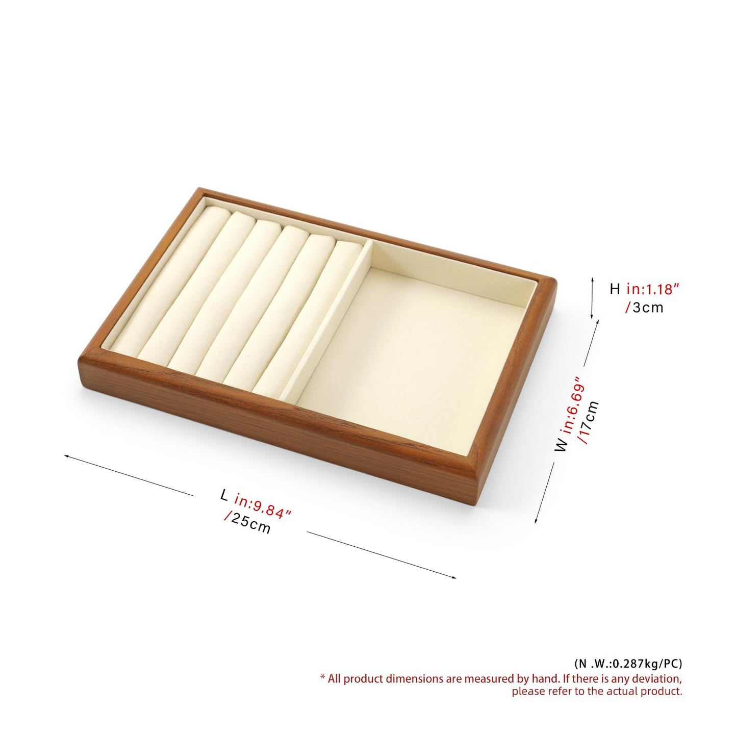 Oirlv Solid Wood Multifunctional Ring Earrings Studs Bangle Jewelry Organizer Tray Jewelry Drawer Organizer(Creamy White)