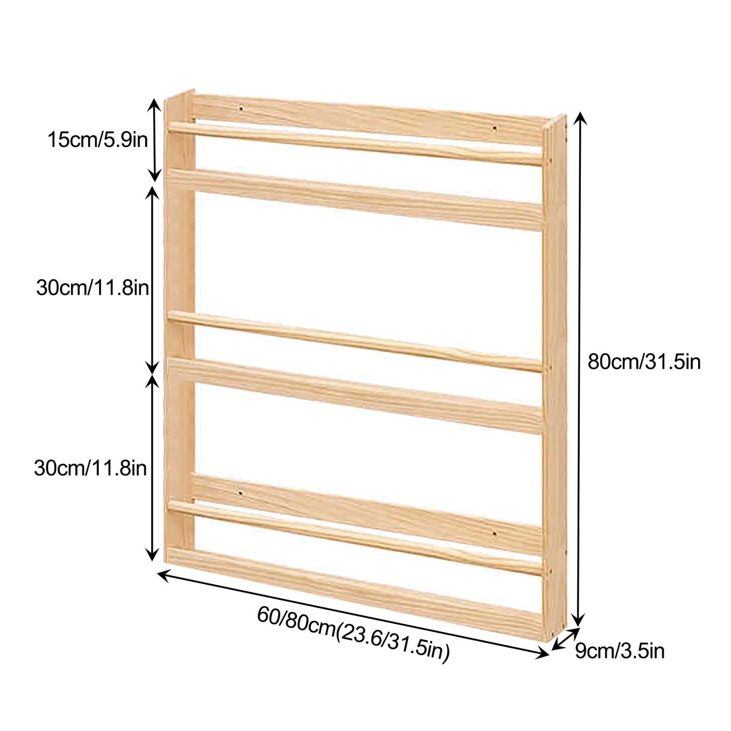 Hanging Bookshelf Magazine Rack - Wooden Magazine Holder with 3 Pockets, Folder Organizer Bin for Magazines, Books, and Newspapers - Literature Storage Solution