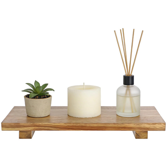 ZALIR Large 16" Wooden Riser Pedestal Stand - Hardwood Serving Tray Stand, 16 x 8 x 1.57 in Farmhouse Wood Display Riser, Versatile Pedestal for Kitchen Countertop, Plants, Jewelry, Candle Holders