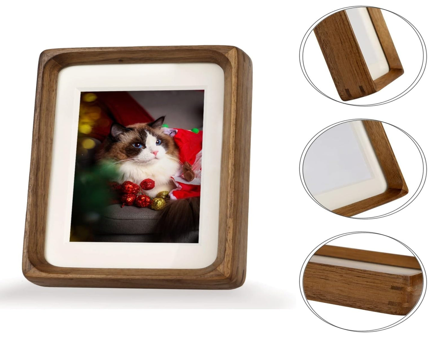 Zibrelte Natural 5x5 Picture Frame Wood with Mat for Pictures 3.5x3.5 or 5x5,Square Wall Photo Frames Made of Solid Walnut Wood for Tabletop Gallery Wall Hanging