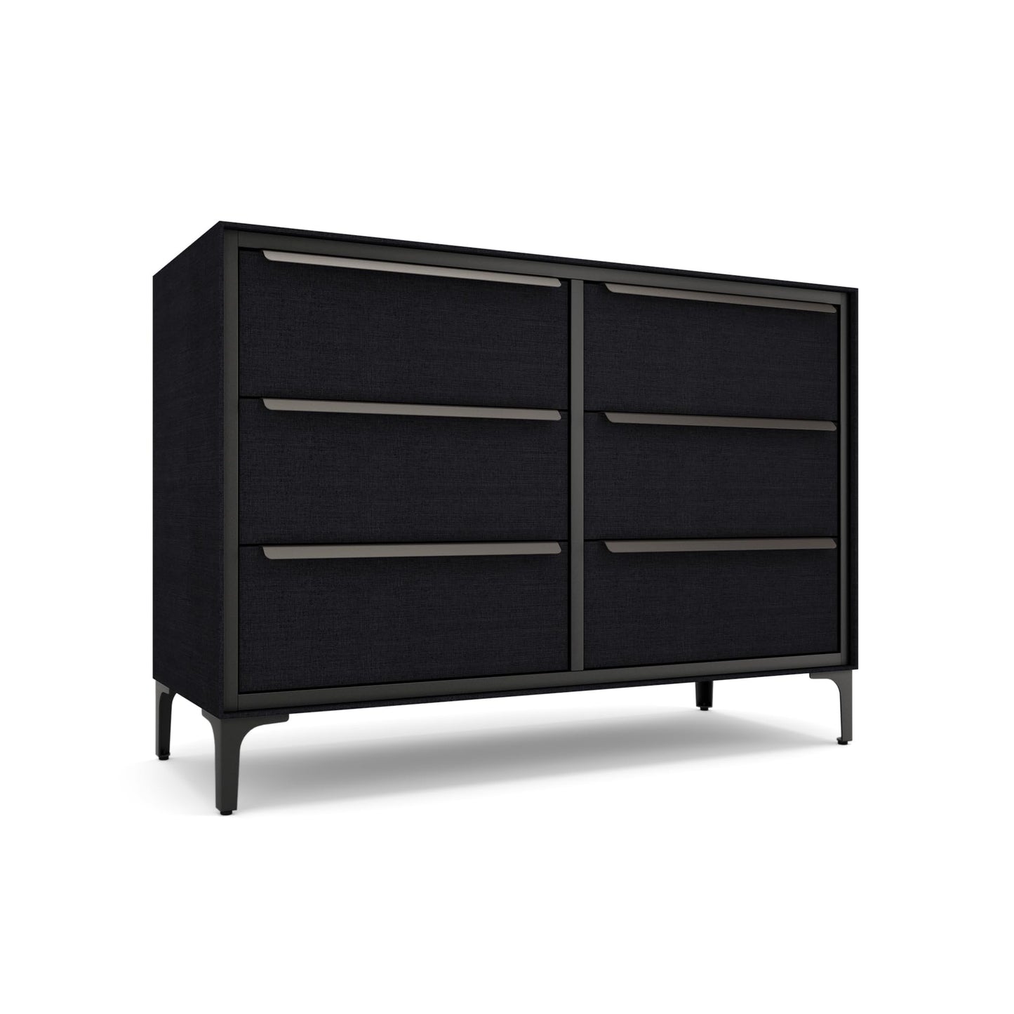 tinge Naima Premium 6 Drawer Fabric Dresser - Heavy Duty Metal Frame with Sag-Proof Storage Drawers for Clothes - Durable Black Bedroom Chest & Sleek Metal Handles