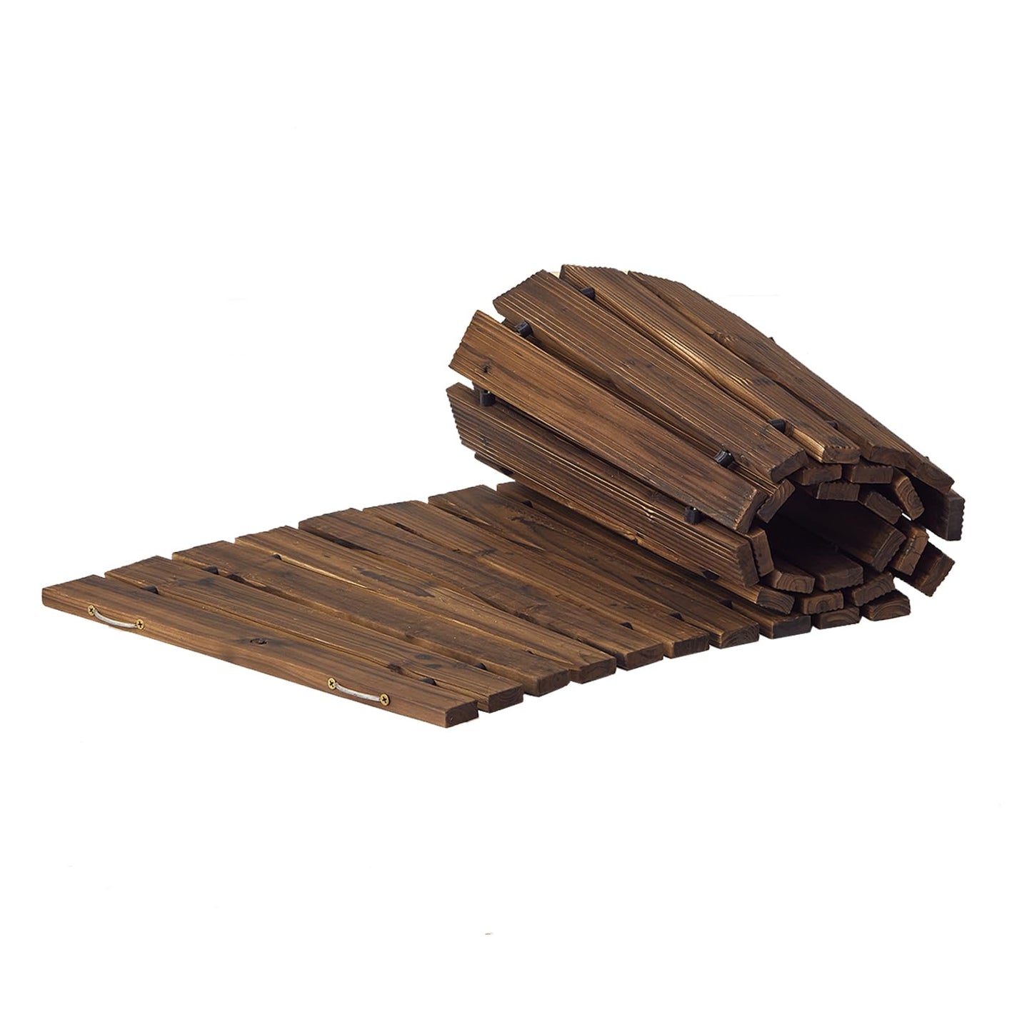Wooden Garden Pathway, Outdoor Roll Out Sycamore Straight Walkway, Weather-Resistant (Carbonized, 6FT Curved)