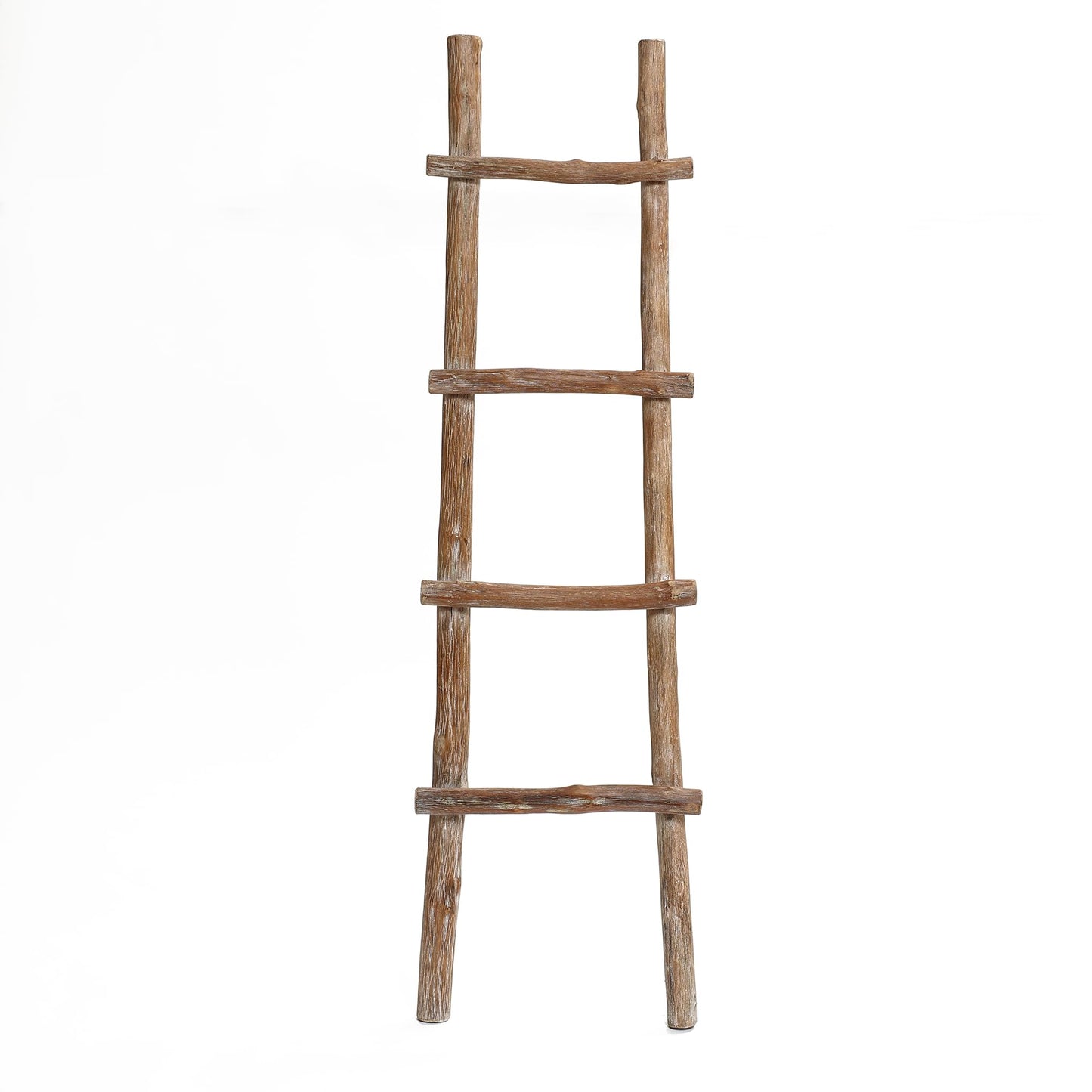 LuxenHome 60-Inch Tall Solid Wood Natural 4-Rung Blanket Ladder