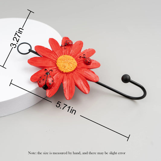 Resin Daisy Flower Wall Hooks Decorative Hooks Vertical Key Holder for Entryway Bathroom Office for Wall Cute Hooks (4 Color, 4 Pcs)