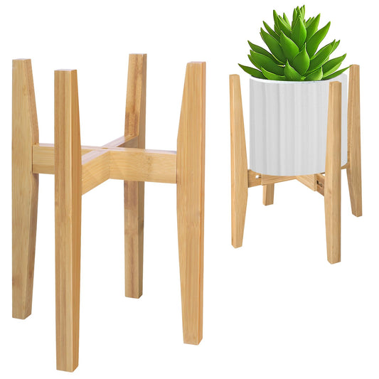 Rnined Plant Stand Indoor, Bamboo Plant Shelf, Adjustable Corner Plants Flower Holders Single Floor Plant Stand, Fits 8 to 12 Inches Pots,(Pot & Plant Not Included)(Nature)