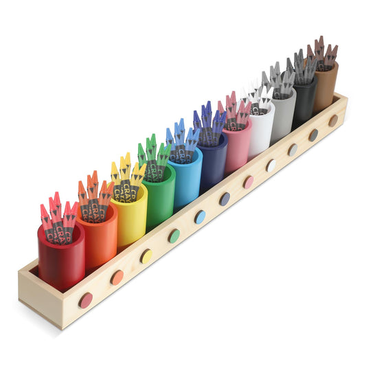 Threehoney Crayon Holder Organizer for Kids Wooden Colored Pencil Holder Pen Container Marker Organizer for Classroom Office School Stationery Art Storage Supplies, 11 Cups on a Stand