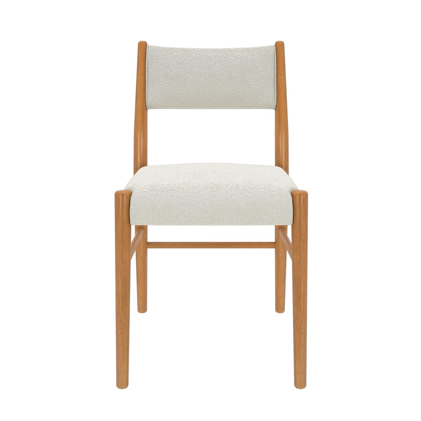 Plank+Beam Brio Dining Chair (2-Pack) - Upholstered Bouclé Seat, Solid Rubberwood Frame, Low-VOC Finish, Easy Assembly, Pecan/Ivory