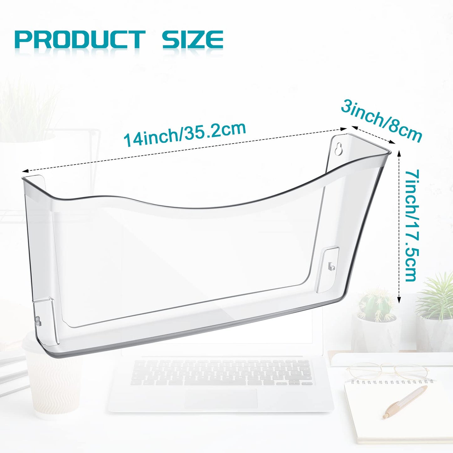 Jetec Acrylic Wall File Organizer Clear Single Pocket Wall Mount File Holder Set 14 x 7 x 3 inches Acrylic Hanging Wall Organizer for Mail Letter Magazine Office Home(4 Pieces)
