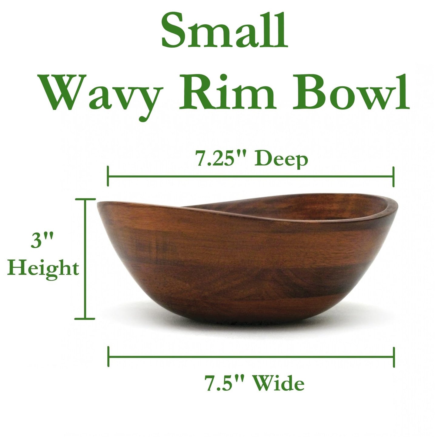 Lipper International Cherry Finished Wavy Rim Serving Bowls for Fruits or Salads, Matte, Small, 7.5" x 7.25" x 3", Set of 4 Bowls