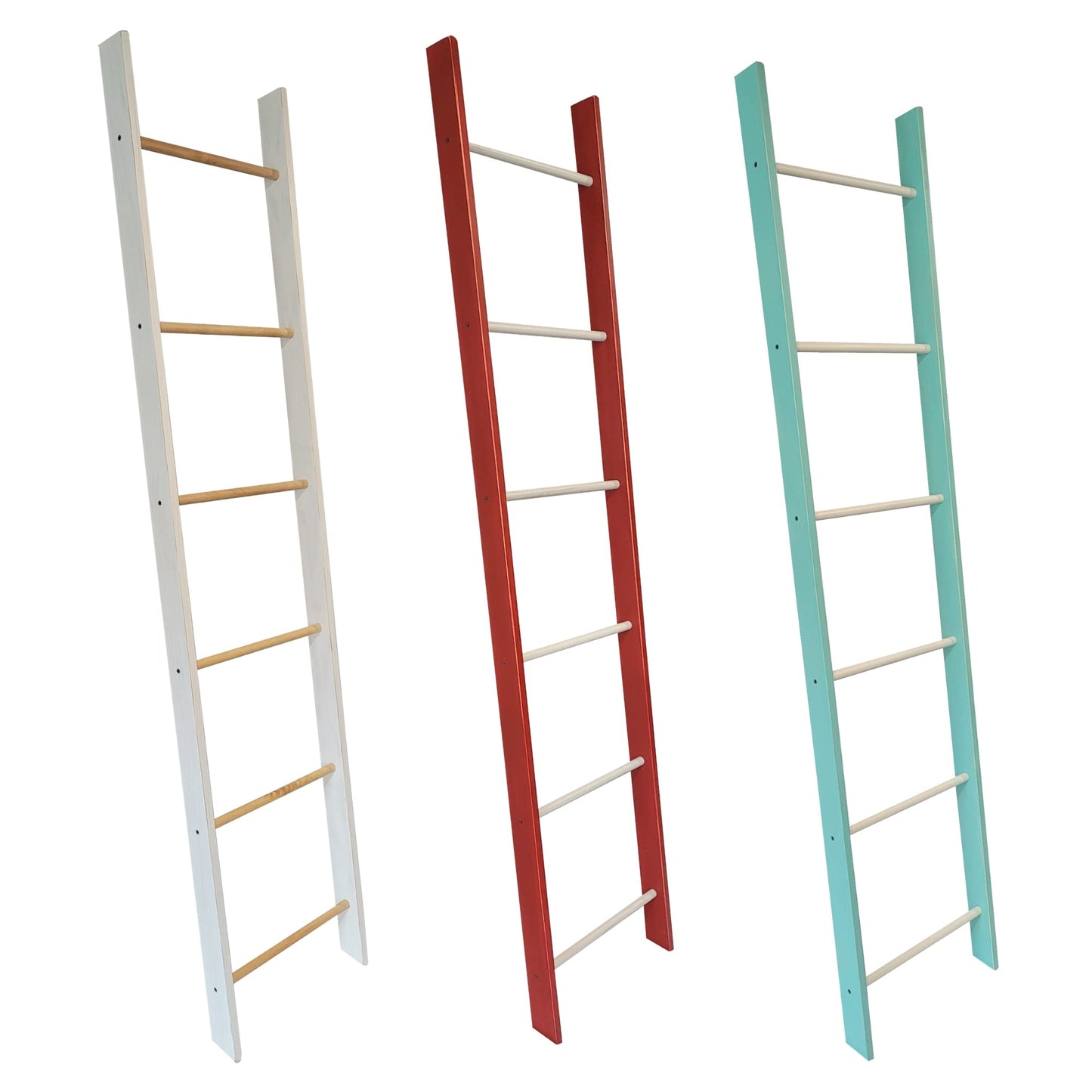 Decorative Blanket Ladder- 4FT 5FT 6FT 7FT and 8FT Quilt Ladder Rack Painted White, Blue or Red