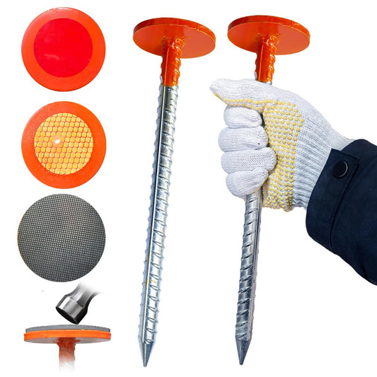 WANSRUYI Rebar Survey Marker Stakes, 12 Inch Long - 1.35 LB Heavy Duty, Hi-Vis Orange (2 Pack) Building line Marker Posts are Suitable for Paving Stones, Gardens, Lawn Edges, and Weed barriers