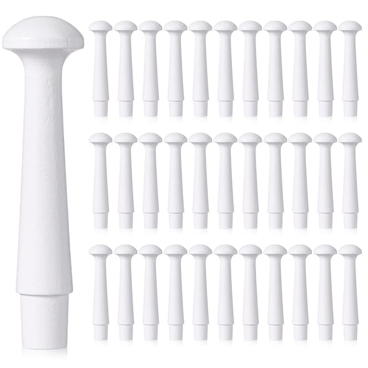 Yerliker 35 Pcs Wooden Shaker Pegs 3-1/2 Inch with 1/2 Inch Tenon Wooden Hooks Wall Mounted Smooth Texture Wood Pegs for Hanging Coat Hat Towel Clothes Organizing Supplies (White)