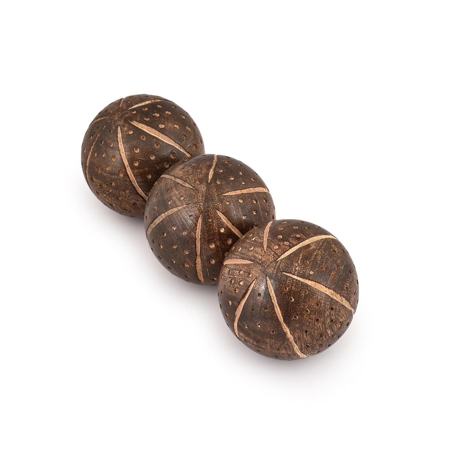 Kaizen Casa Decorative Balls Mango Wood Set of 3 for Home Decor Modern Decorative Balls for Living Room, Bedroom (3" x 3" x 3"), (Set of 3)