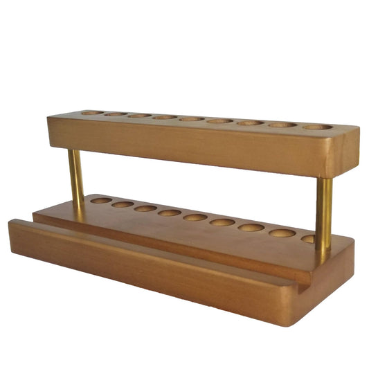 VOVCIG Multifunctional Wood Pen Holder for Desk,Fountain Pen Stand with 9 Slots and Phone Holder,for Office and Home Desk Decor