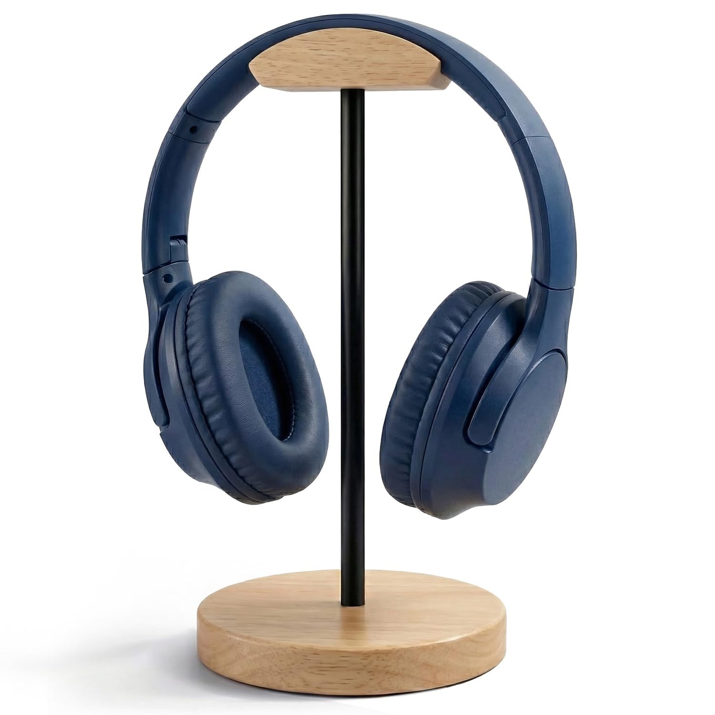 MTKITDER Wood & Metal Headphone Stand, Desktop Headset Holder with Stable Non-Slip Bamboo Base, Universal Headphone Hanger for Gaming Headsets, Office Desk, Home, Gift