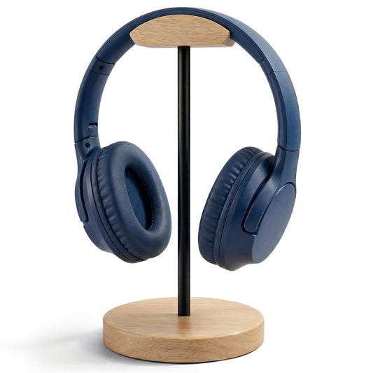 MTKITDER Wood & Metal Headphone Stand, Desktop Headset Holder with Stable Non-Slip Bamboo Base, Universal Headphone Hanger for Gaming Headsets, Office Desk, Home, Gift