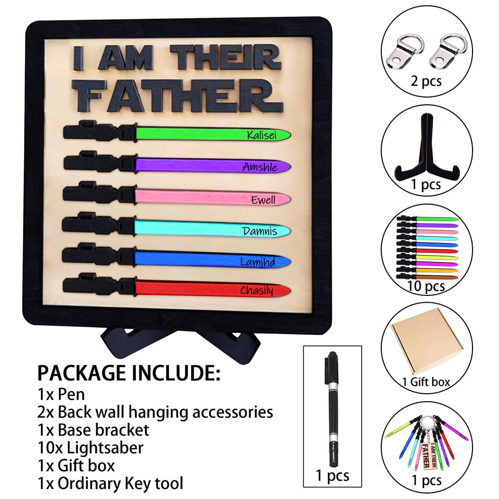 Personalized 3D I Am Their Father Sign, Custom Name I Am Father Wood Sign Plaques, Father's day Wood Sign Home Decoration, Fathers day Birthday Gifts for Dad Husband from Daughter Wife Son wife