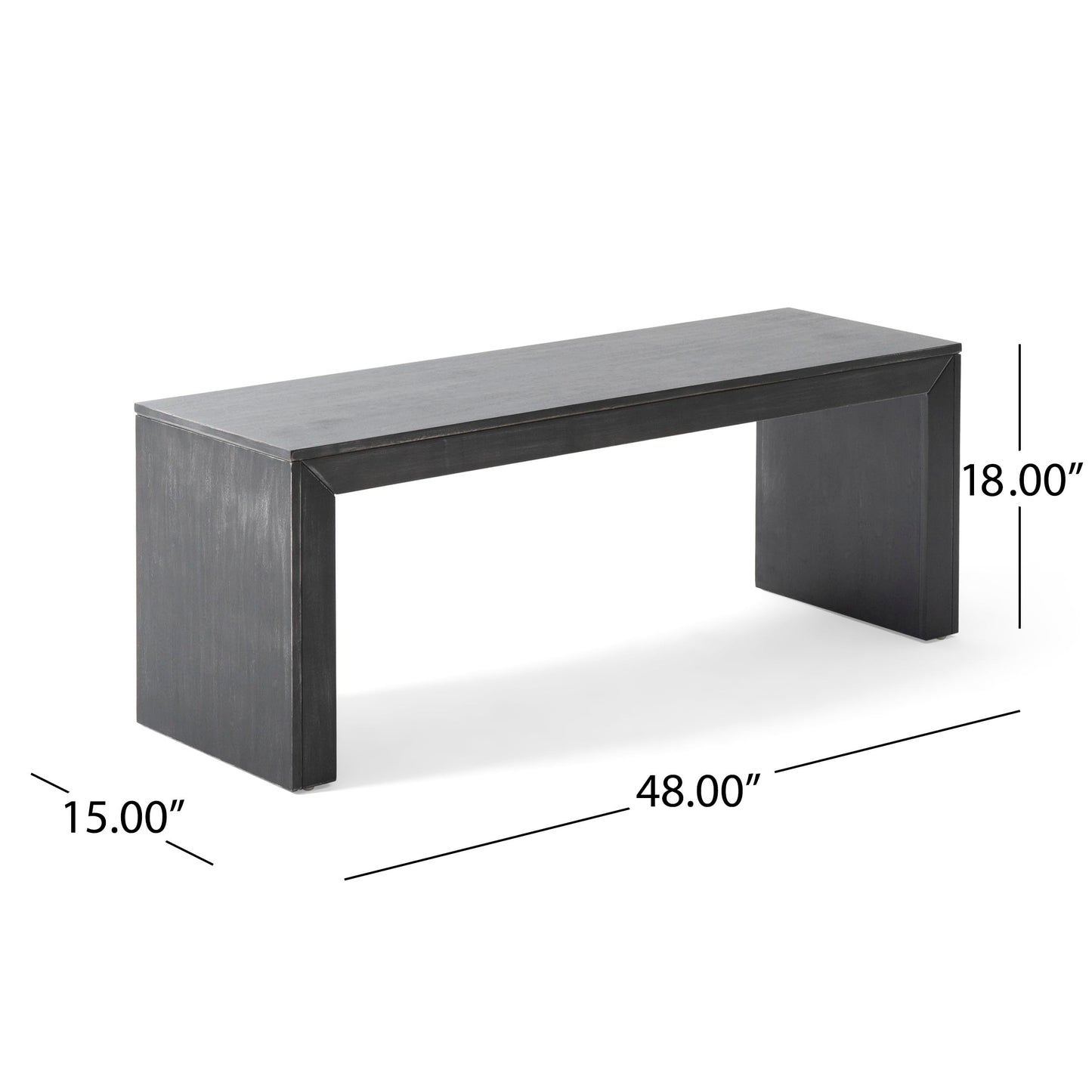 Merax 48 Inch Wood Dining Bench, Solid Acacia Wood Entryway Bench, Wooden Farmhouse Bench for Dinner Table, Kitchen, Bedroom, Living Room, Plants, Easy Assembly, Black