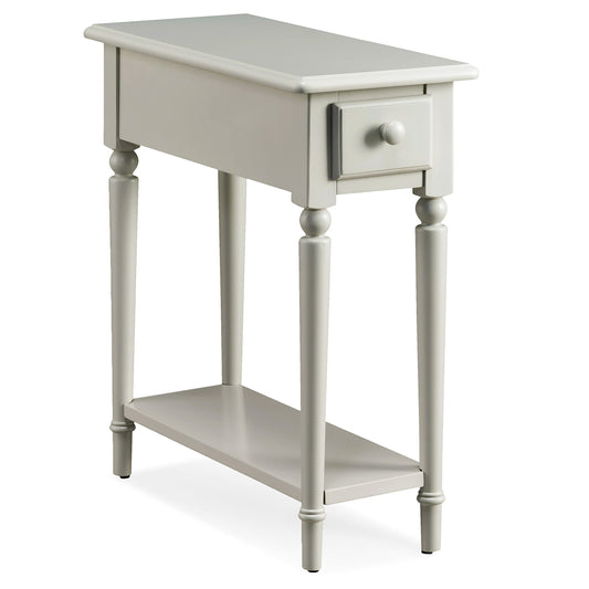 Leick Home Coastal End Table, Solid Wood, 1 Drawer, Bottom Display Shelf, Easy-Assembly, For Living Room/Bedroom, Greige, 23.5 in. L x 10.0 in. W x 24.0 in. H, 20017-GR