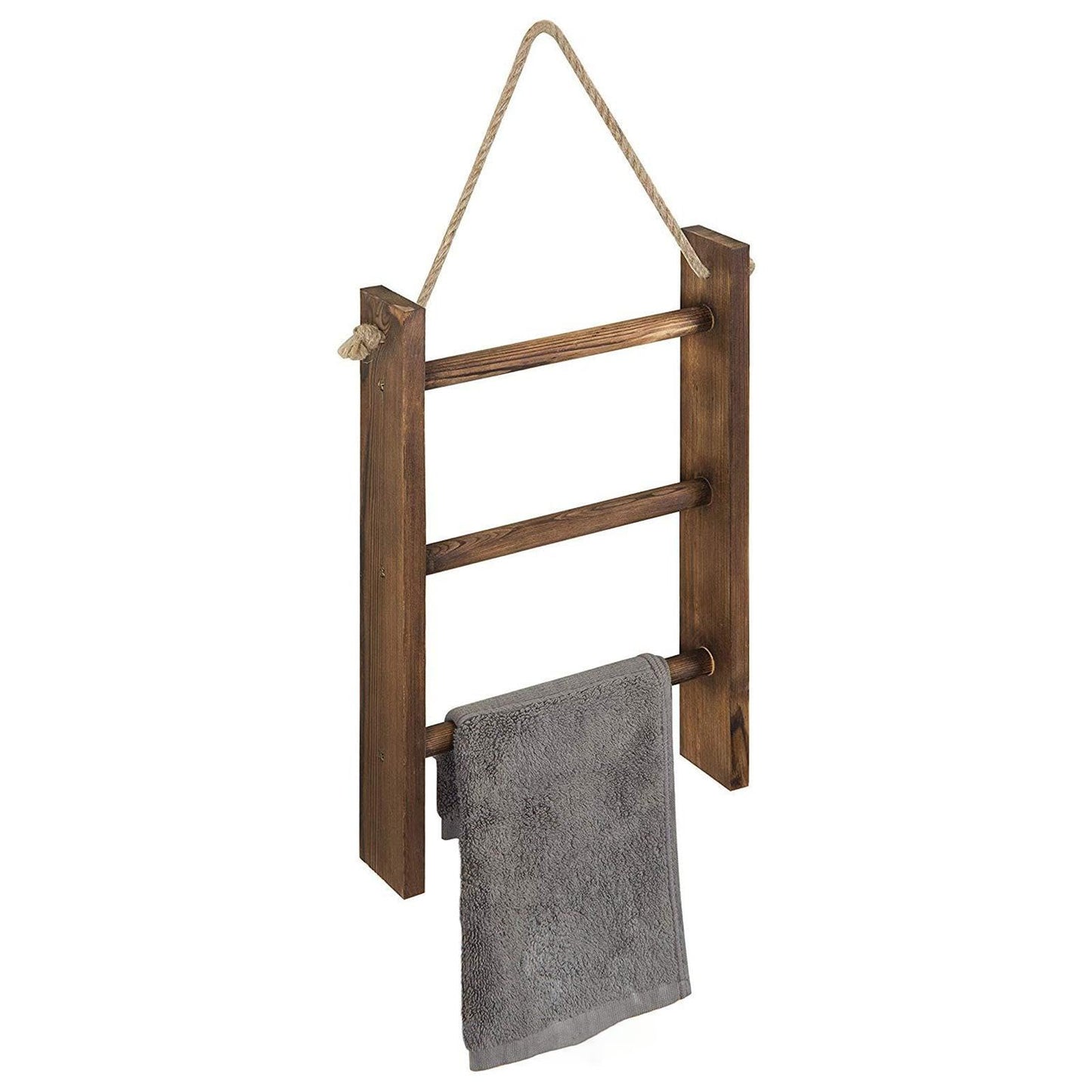 KiBcsLic Towel Rack Decorative Wooden Towel Ladder Hanger with Rustic Hanging Rope for Kitchen Suitable Home
