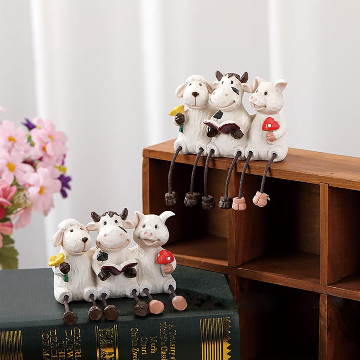 Semeid Cute Farm Animal Shelf Sitters with Dangling Legs